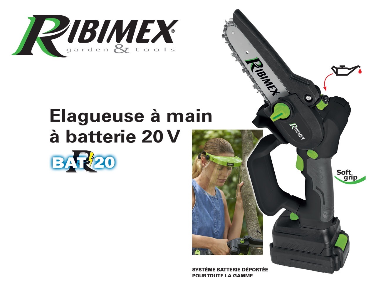 RIBIMEX Garden & Tools : Zoom sur l'Elagueuse à main à batterie 20