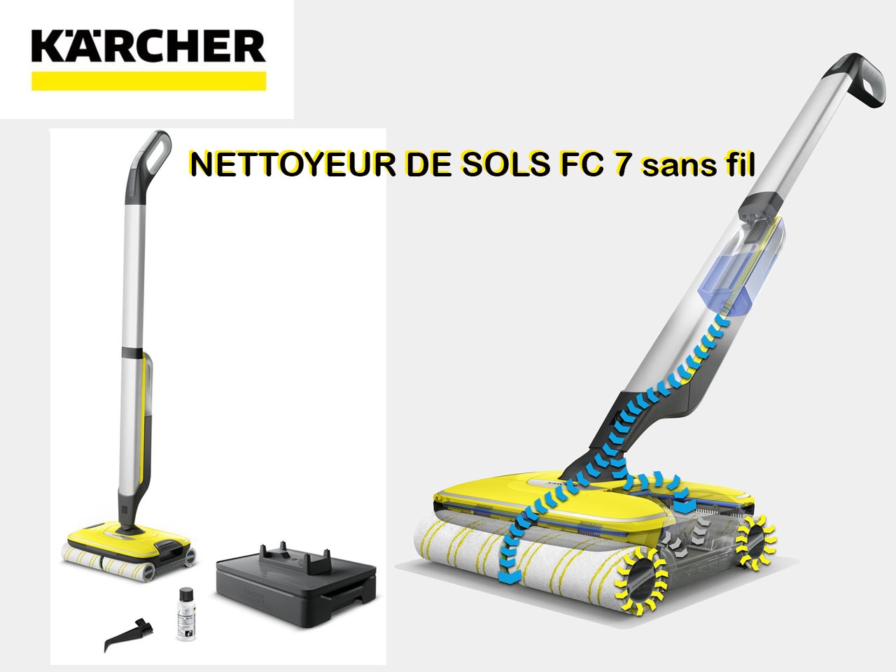 Test Nettoyeur de sol Kärcher FC 7 sans fil : 4 rouleaux pour décaper le sol  - Les Numériques