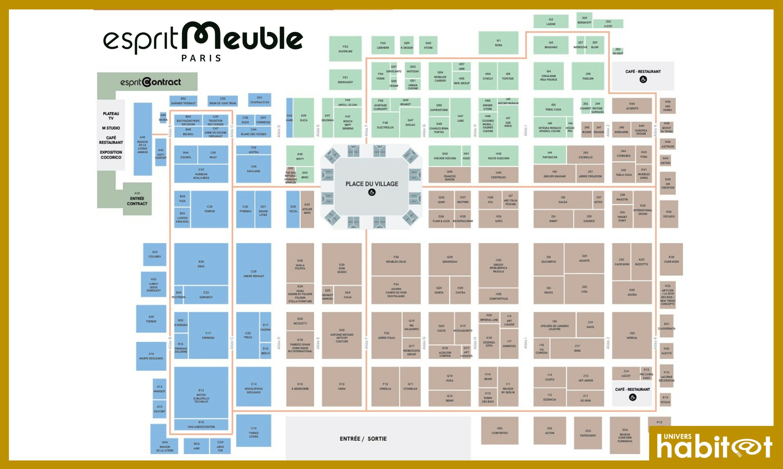 Les 307 marques d’EspritMeuble-EspritCuisine 2024, leurs numéros de stand et le plan du salon